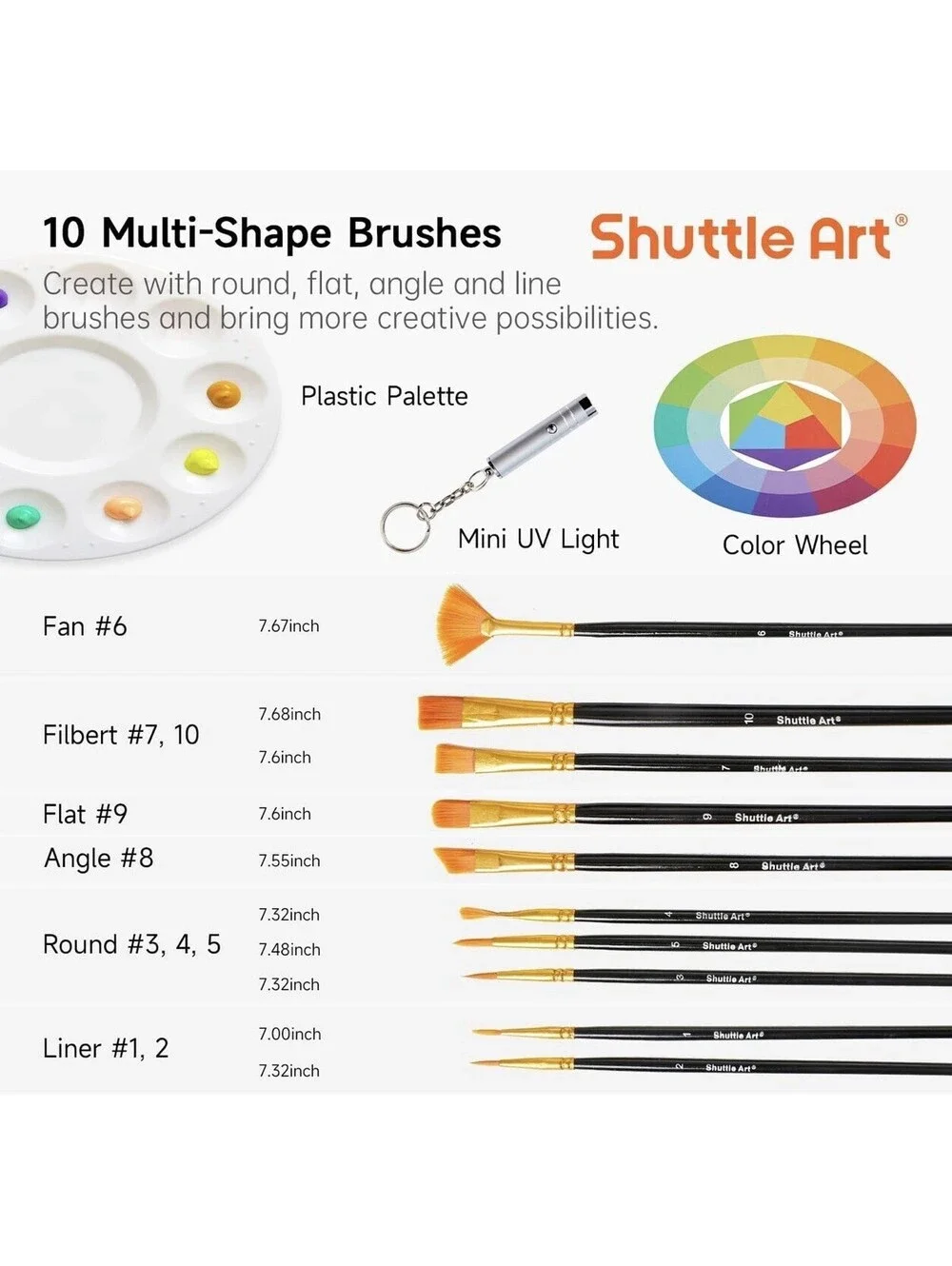 Acrylic Paint Set 36 Colors with Brushes & Palette 2oz Bottles Non-Toxic NWB